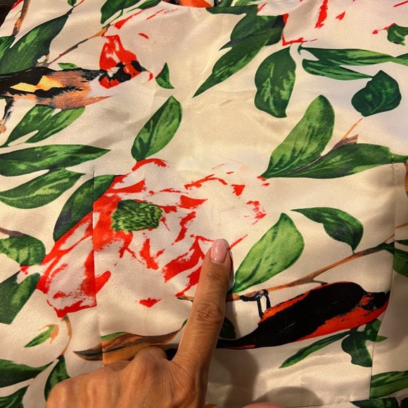 FLOWER & RAIN bird with leaves print dress. Size Small - Picture 5 of 6